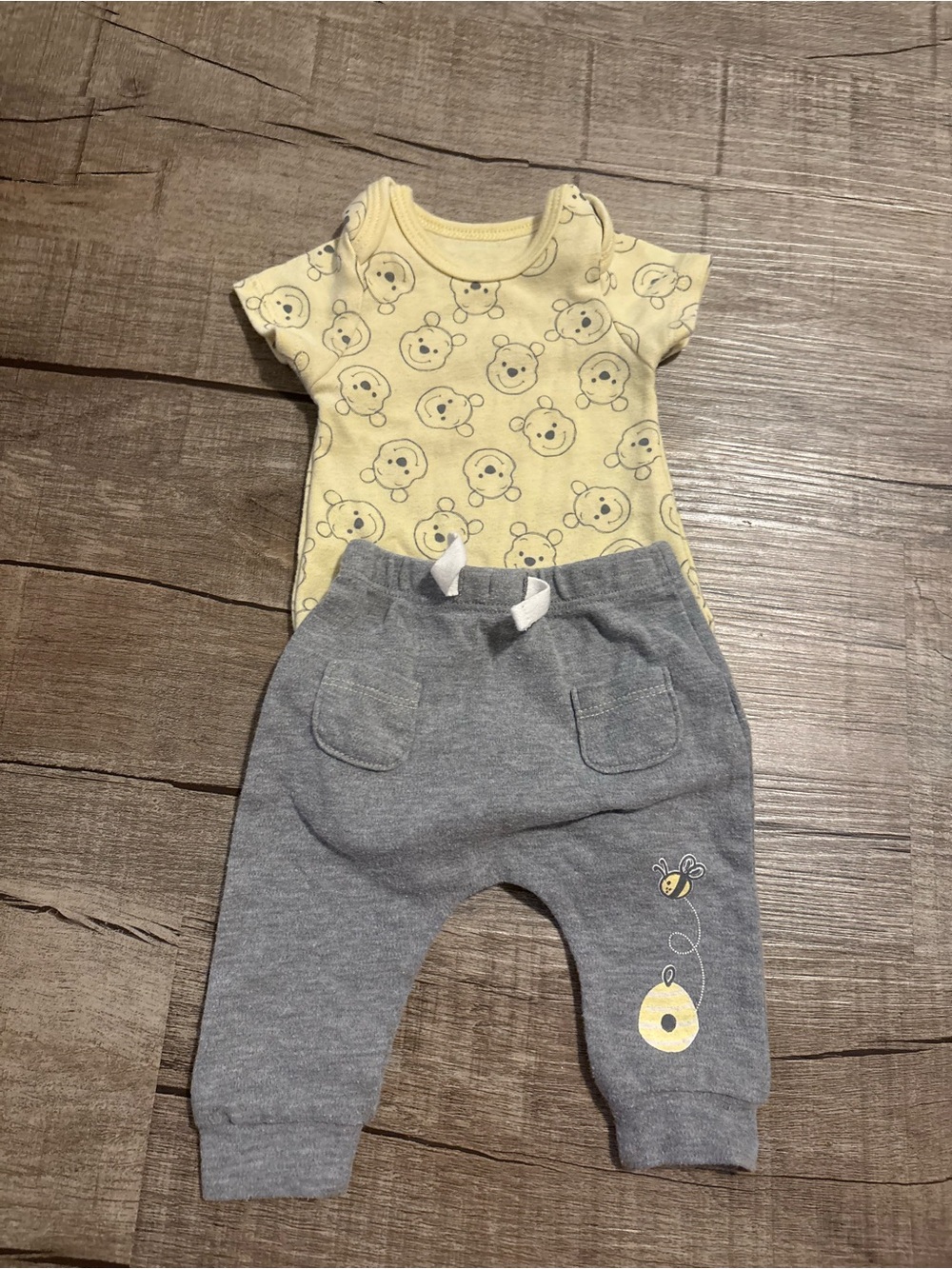 Winnie the Pooh onesie with Gray Jogger Pants Set